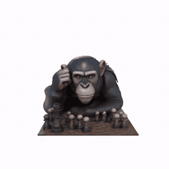 Escultura Digital de Mono Jugando Ajedrez MONO JUGANDO AJEDREZ STL
