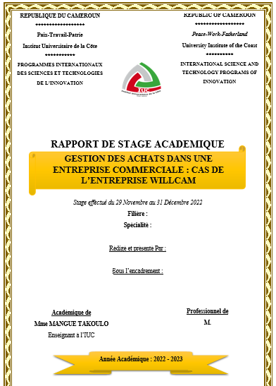 GESTION DES ACHATS DANS UNE ENTREPRISE COMMERCIALE : CAS DE L’ENTREPRISE WILLCAM