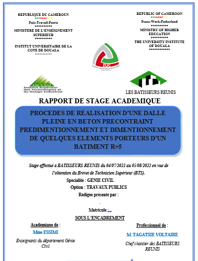 PROCEDES DE REALISATION D’UNE DALLE PLEINE EN BETON PRECONTRAINT PREDIMENTIONNEMENT ET DIMENTIONNEMENT DE QUELQUES ELEMENTS PORTEURS D’UN BATIMENT R+5