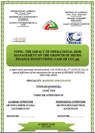 THE IMPACT OF OPERATIONAL RISK MANAGEMENT ON THE GROWTH OF MICRO FINANCE INSTITUTIONS: CASE OF CCC plc