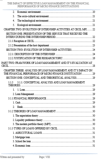 THE IMPACT OF EFFECTIVE LOAN MANAGEMENT ON THE FINANCIAL PERFORMANCE OF MICRO FINANCE INSTITUATIONS