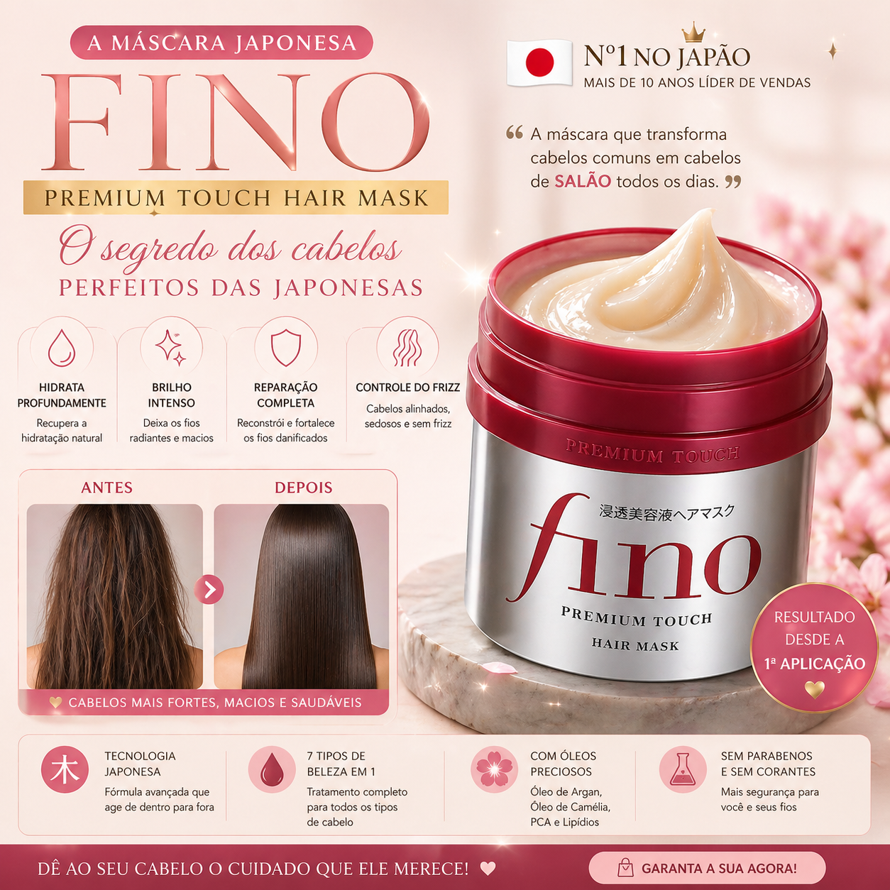 Máscara Japonesa Fino Premium Touch Hair Mask