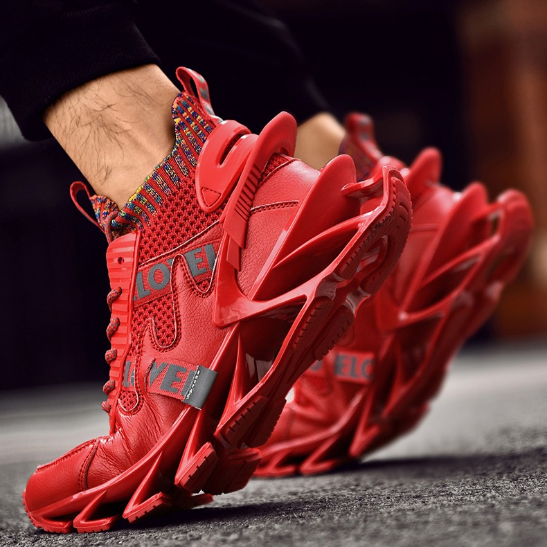 Futuristic Red Sports Sneakers