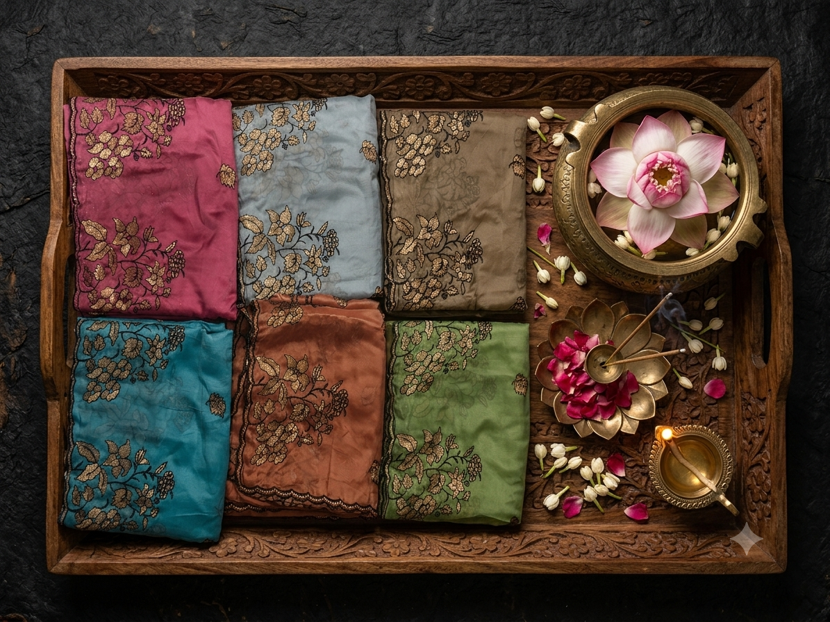 Embroidered Chiffon Saree