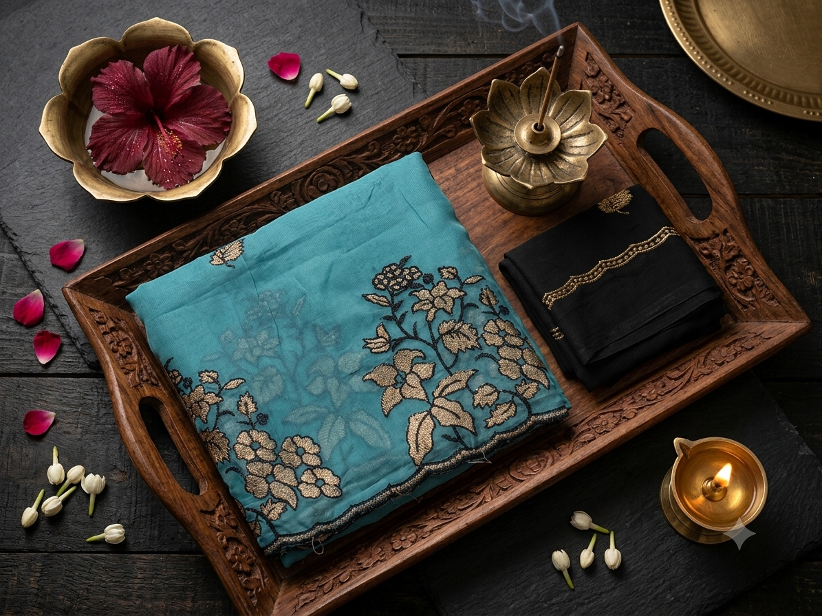 Embroidered Chiffon Saree