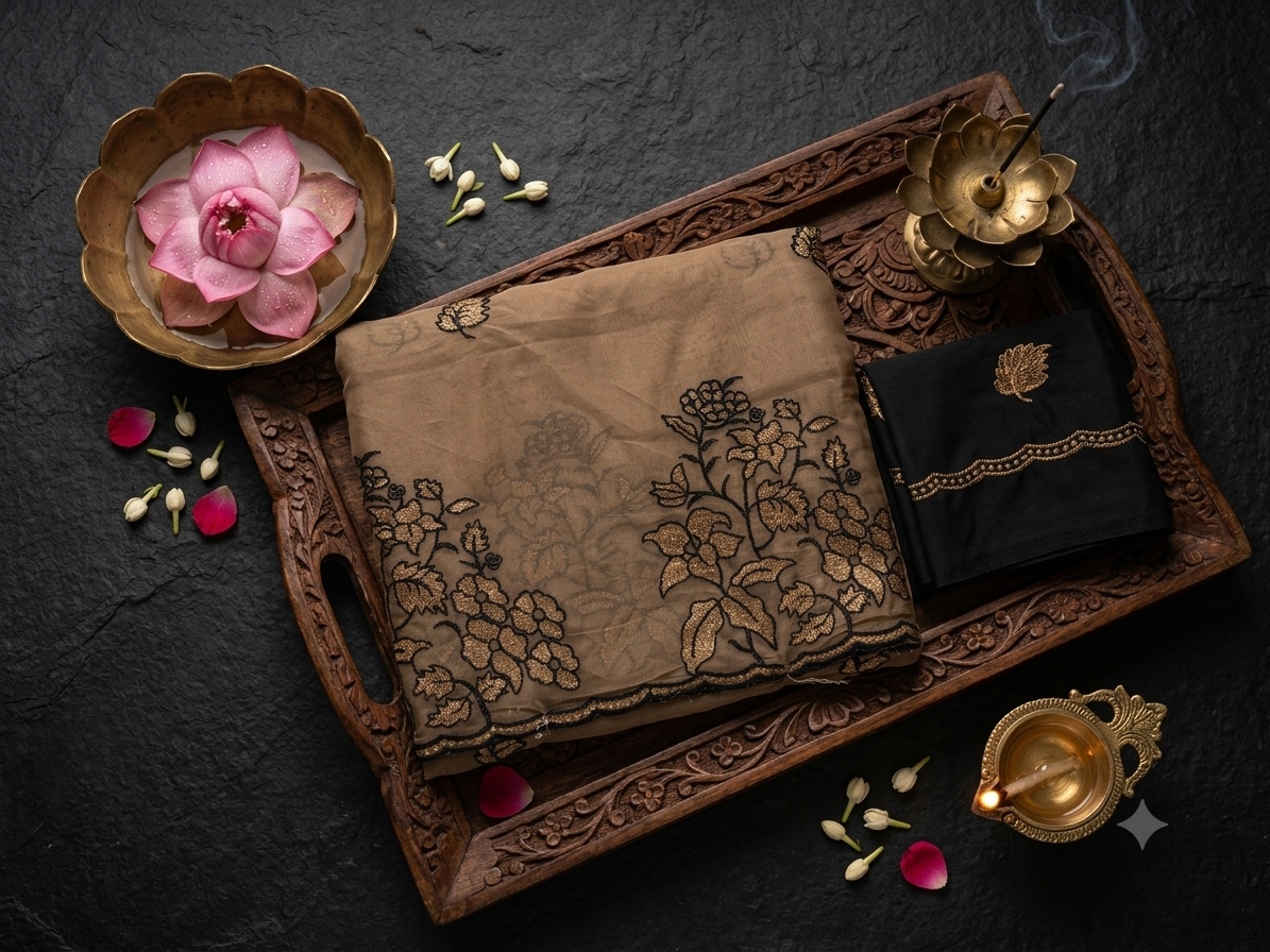 Embroidered Chiffon Saree