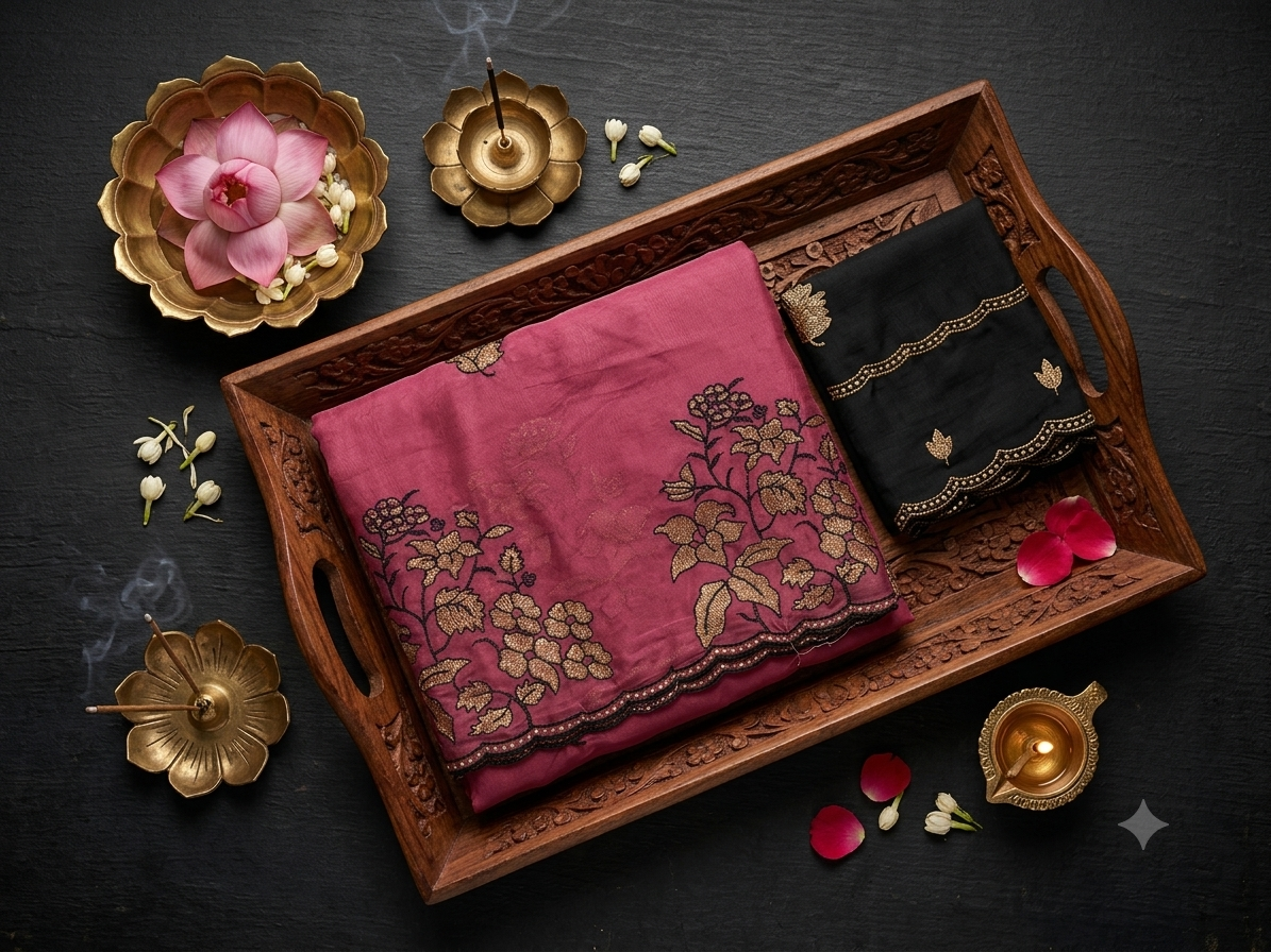 Embroidered Chiffon Saree