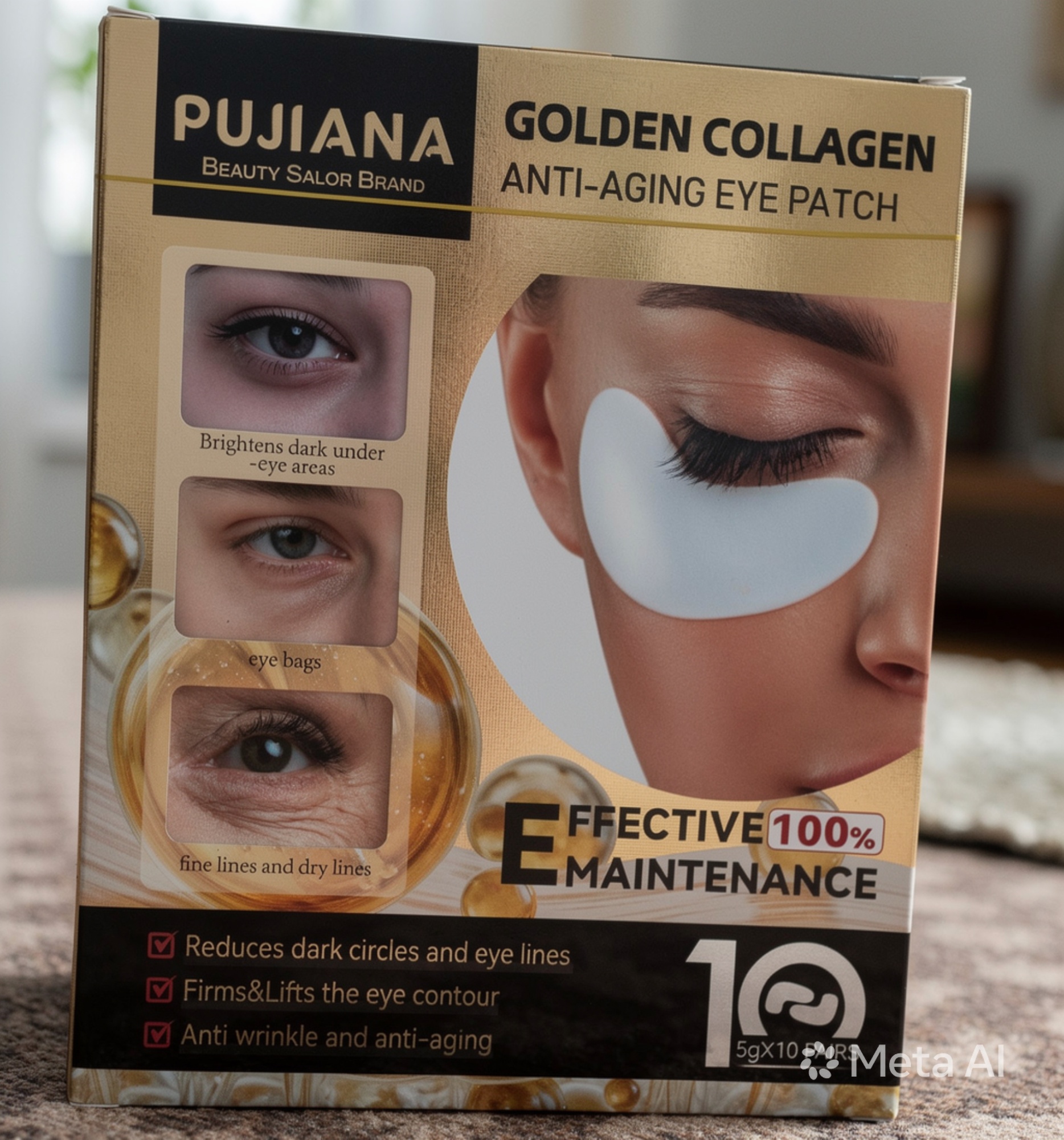 PuJiana Golden Collagen przeciwstarzeniowa przepaska na oczy
