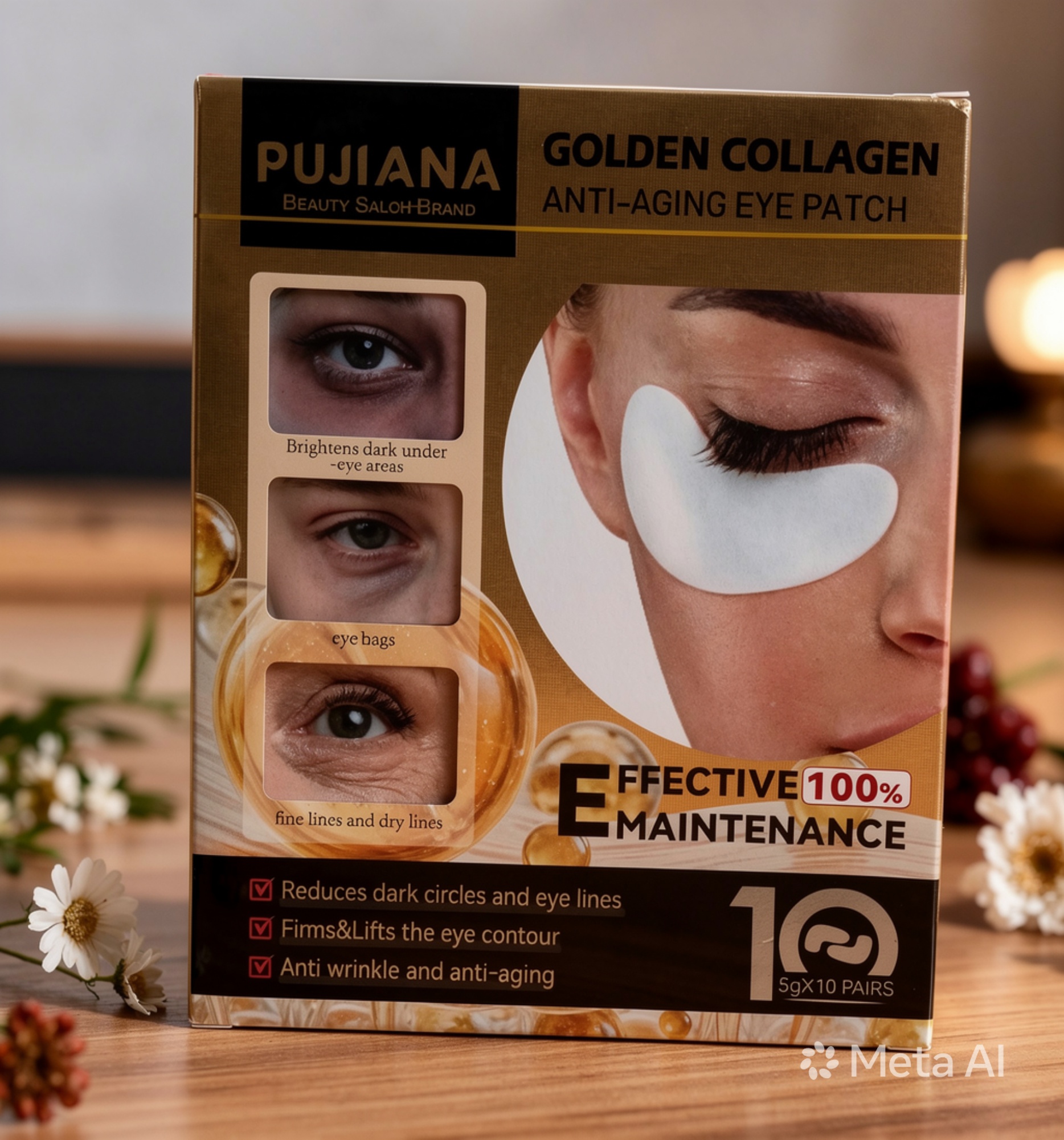 PuJiana Golden Collagen przeciwstarzeniowa przepaska na oczy