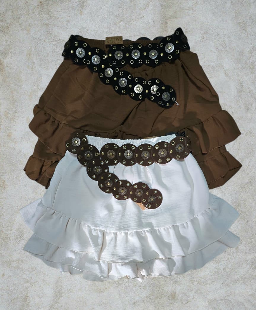 Sort pollera con volados (cinto gamuza)