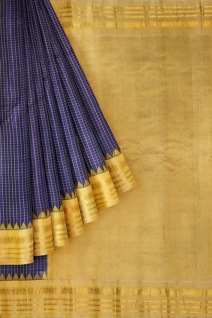 Blue and Gold Kanjivaram Silk Saree