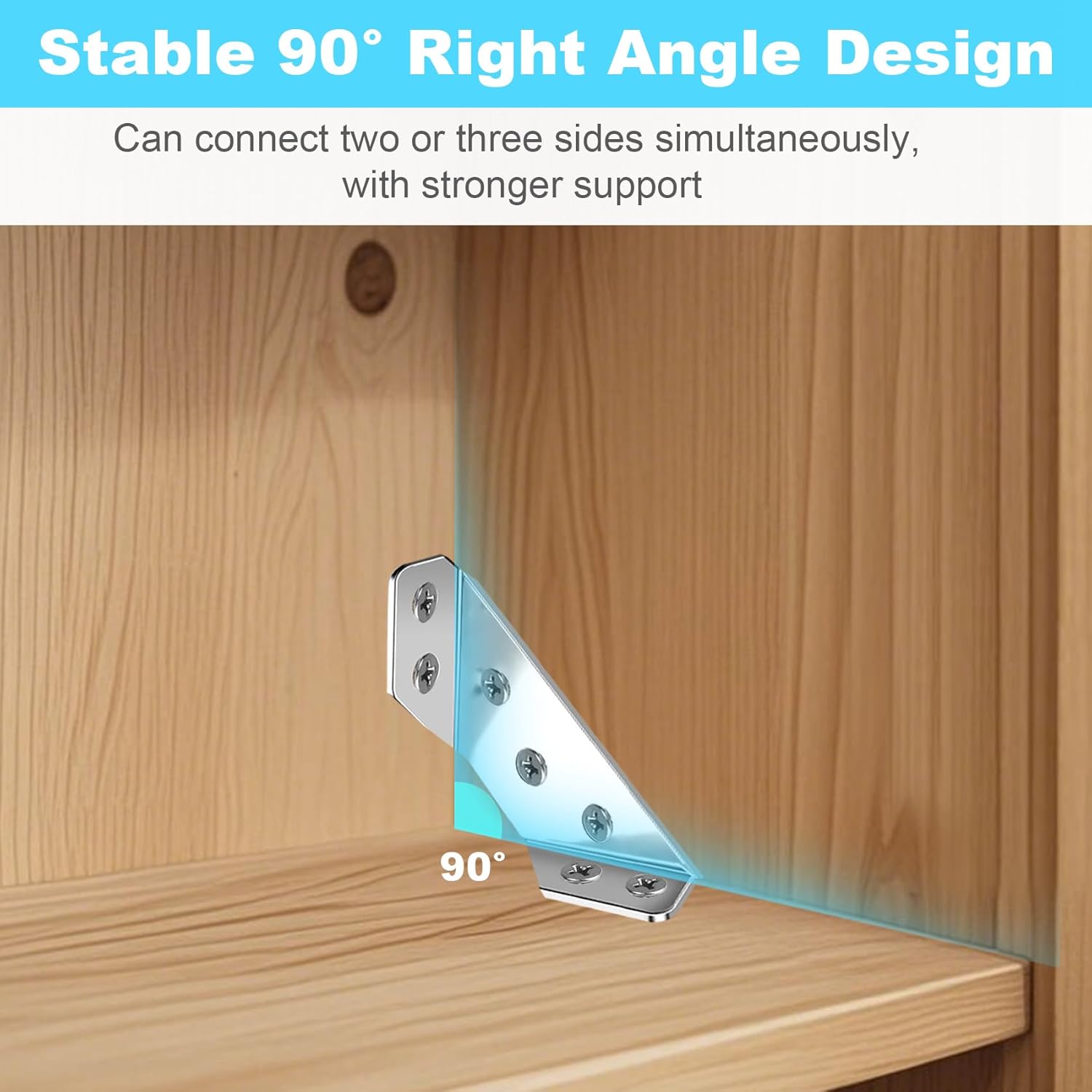 12-Pack Premium Stainless Steel Corner Brackets for Wood Frame, Universal Metal Hardware Corner Braces with Screws, 