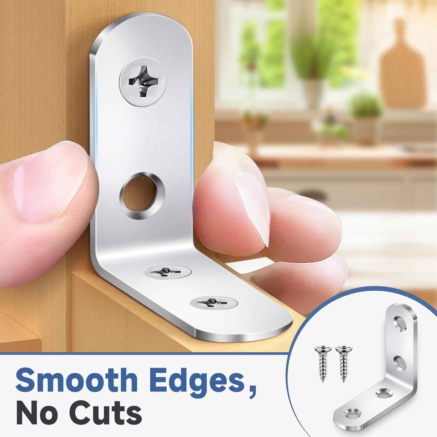 20PCS L Bracket Corner Brace Sets, Stainless Steel L Brackets for Wood Shelves, 90 Degree Right Angle Bracket with 80 Screws, 