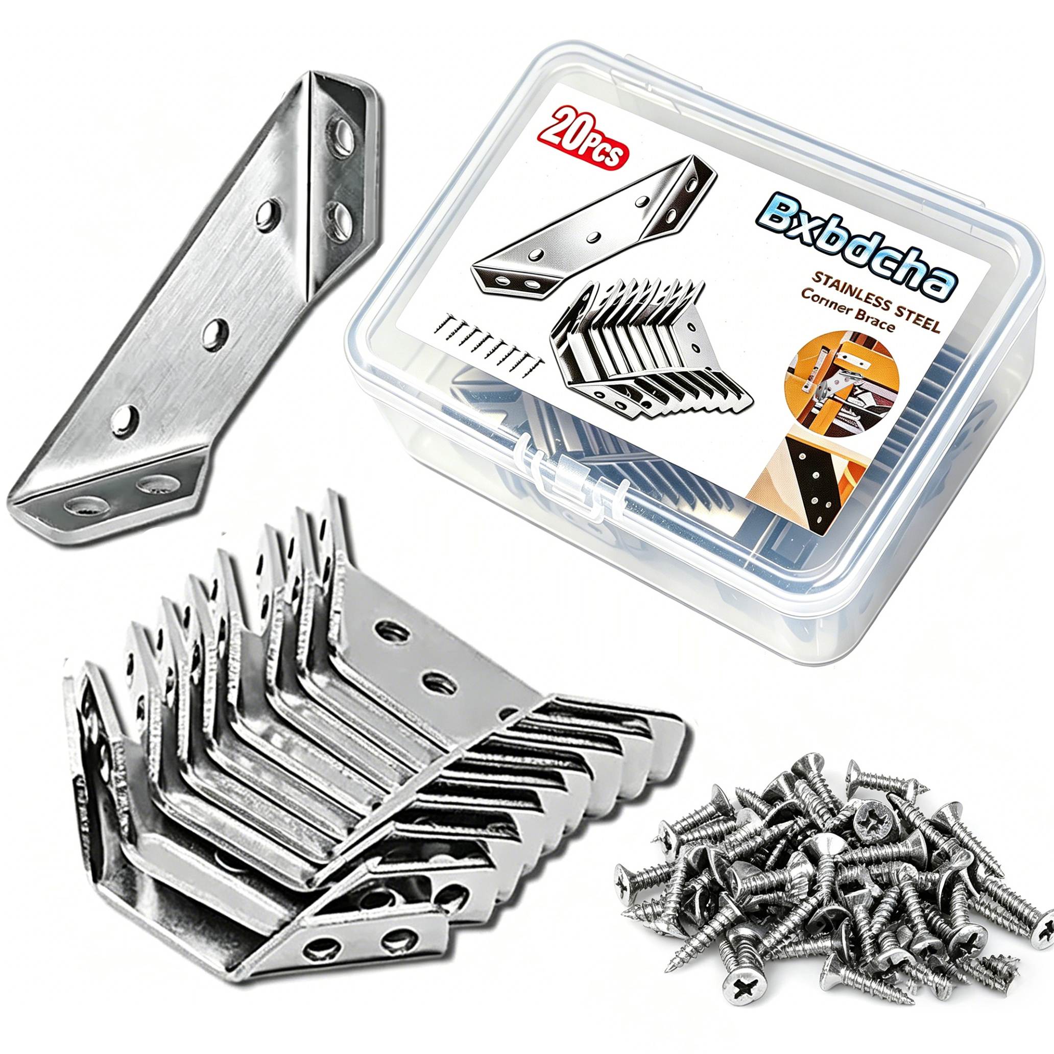 20pcs L Brackets for Wood, Angle Bracket, Corner Brace, Metal Corner Brackets for Wood, L Brackets Small,