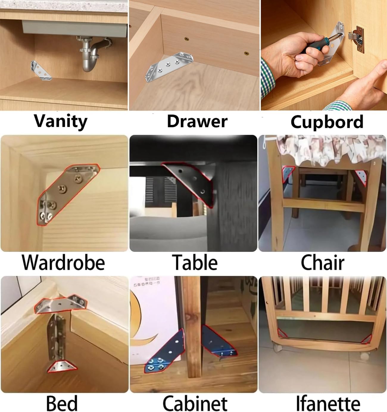 20pcs L Brackets for Wood, Angle Bracket, Corner Brace, Metal Corner Brackets for Wood, L Brackets Small,
