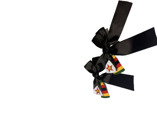 Black Ribbon Bow with Zimbabwe Flag Accent