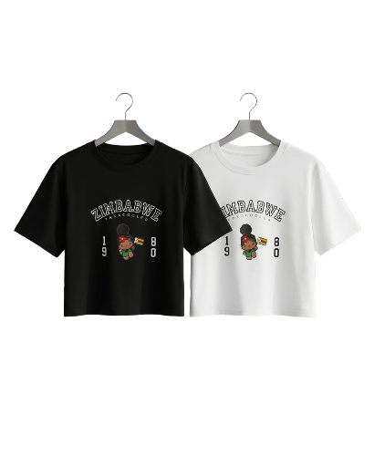 Zimbabwe graphic cartoon crop top