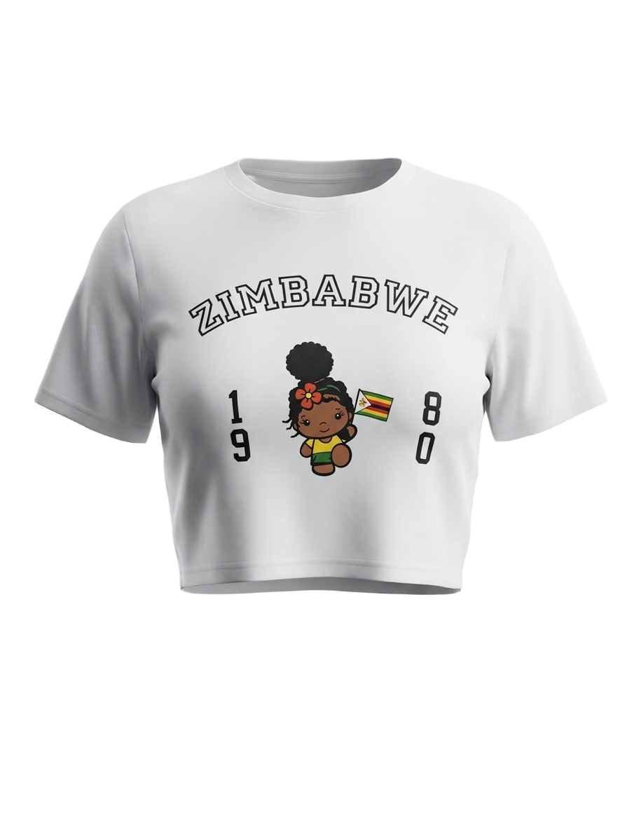 Zimbabwe graphic cartoon crop top