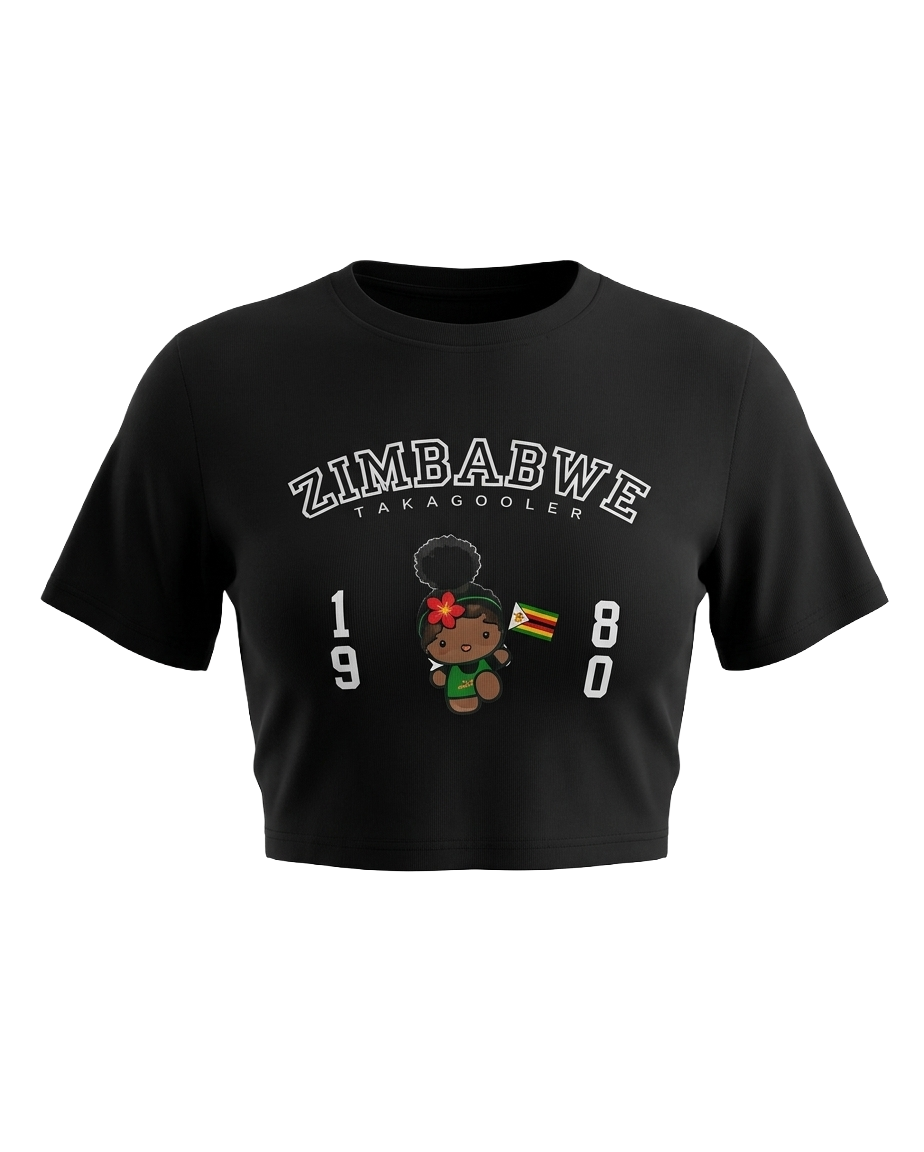 Zimbabwe graphic cartoon crop top