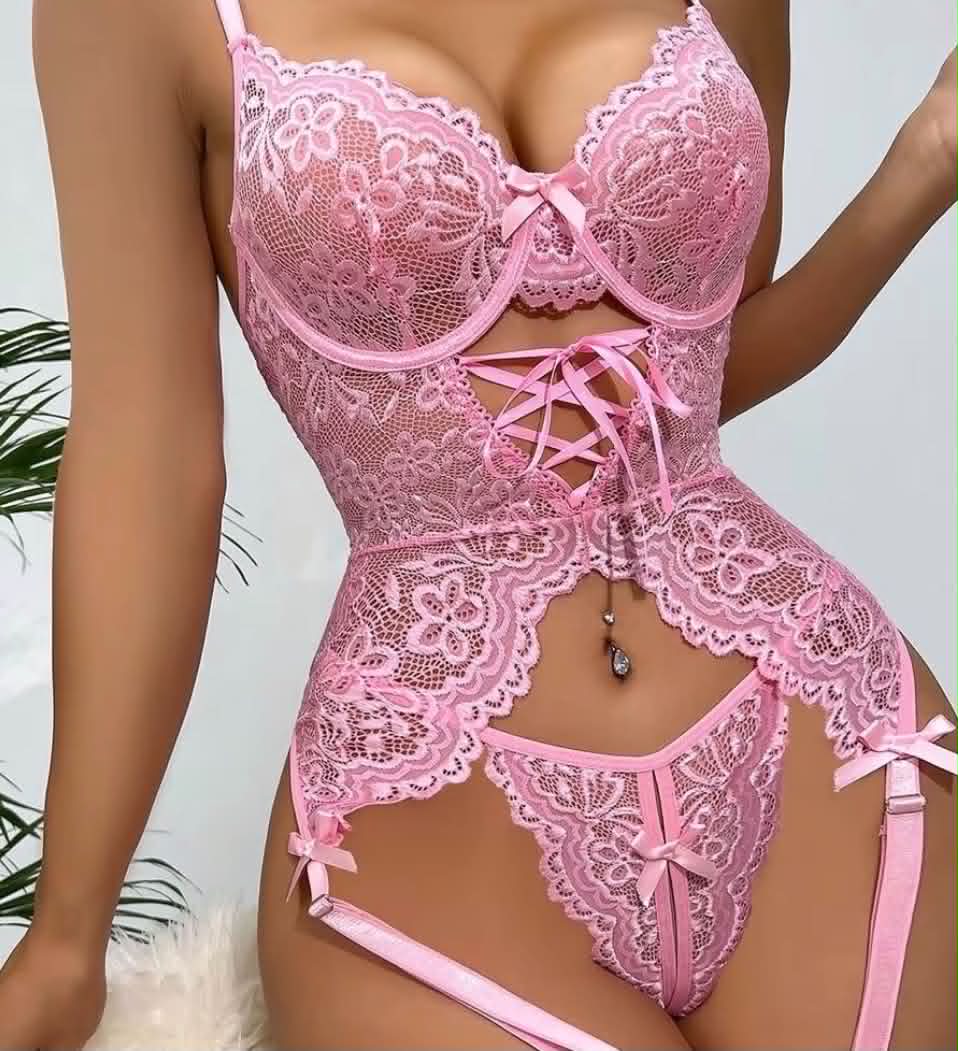 Pink Lace Lingerie Set