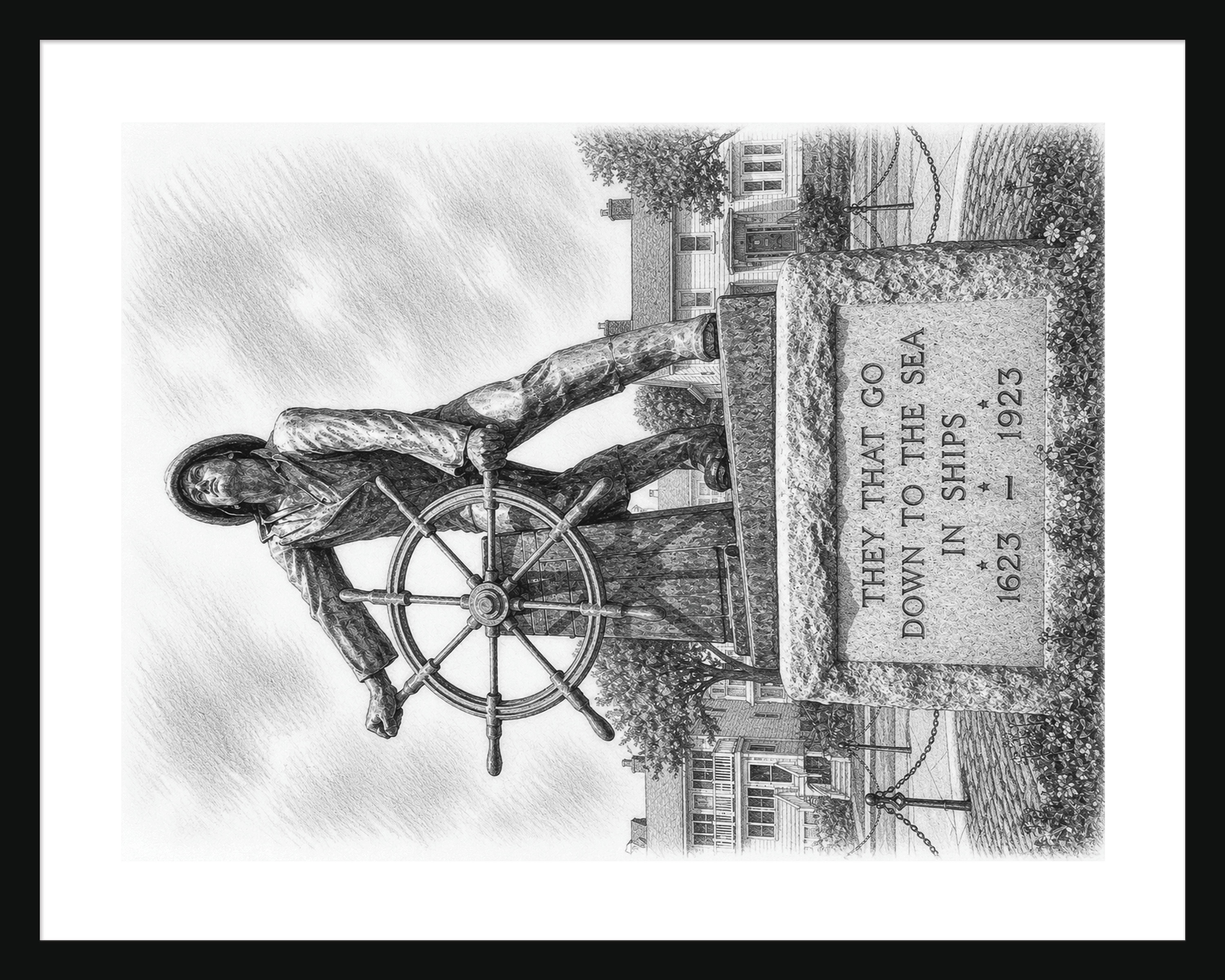 Gloucester Fishermen's Memorial Black & White Art Print
