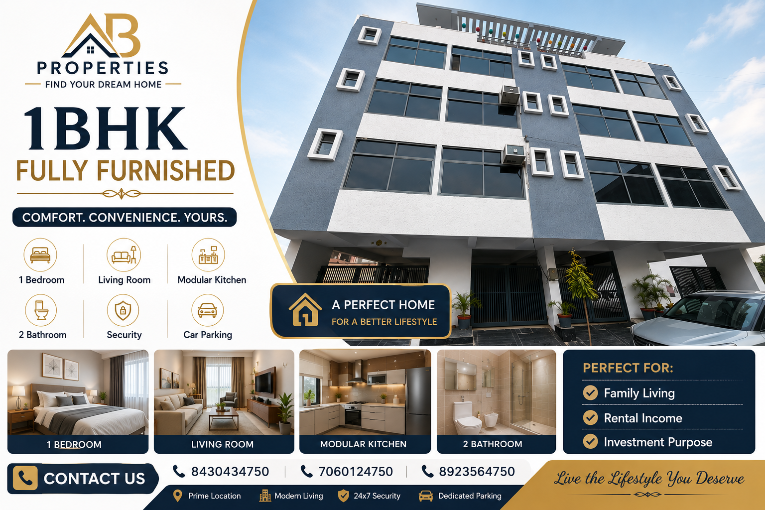 1 BHK FULLY FURNISHED FLAT FOR SALE