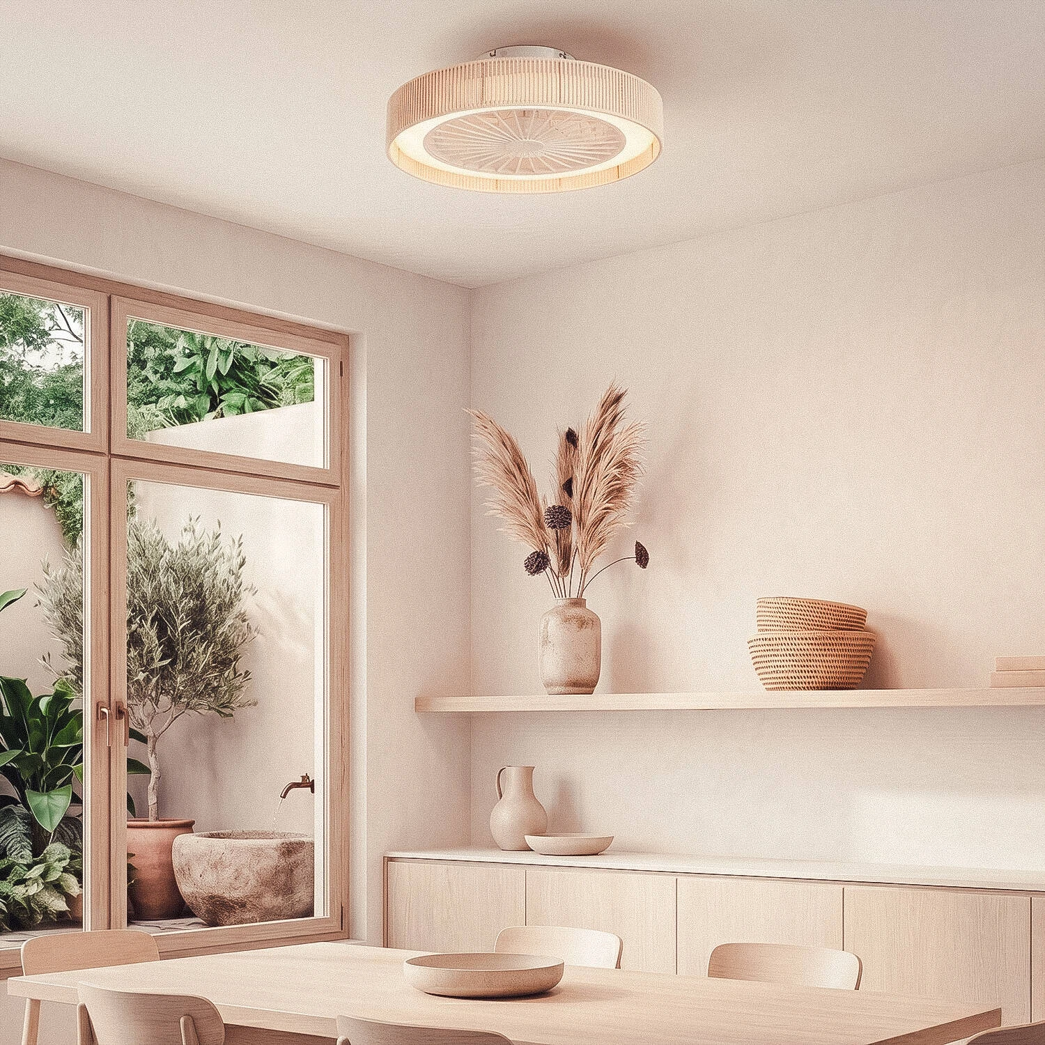 Ventilador Alma con Pantalla de Algodón y Luz LED con mando a distancia