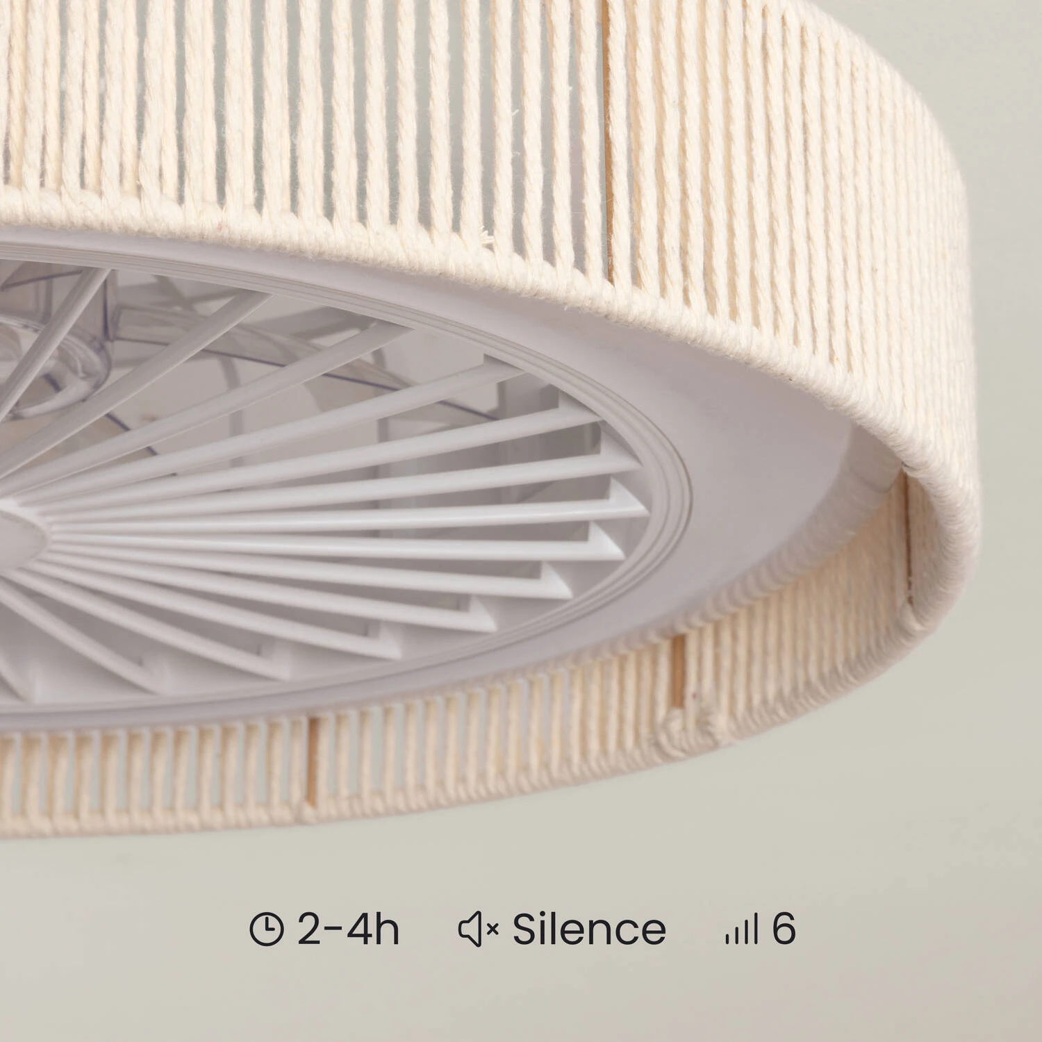 Ventilador Alma con Pantalla de Algodón y Luz LED con mando a distancia