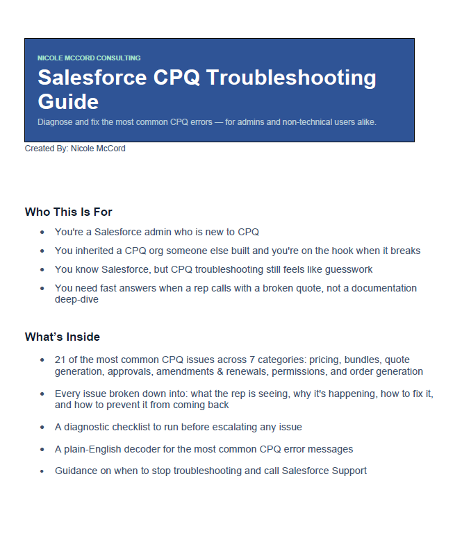 Salesforce CPQ Troubleshooting Guide