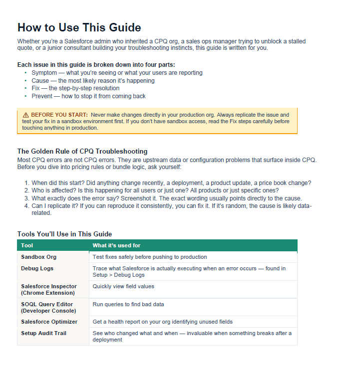 Salesforce CPQ Troubleshooting Guide