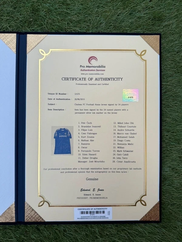 Maillot Chelsea FC 2014/15 - Signé (24 Signatures + Mourinho) avec certificat