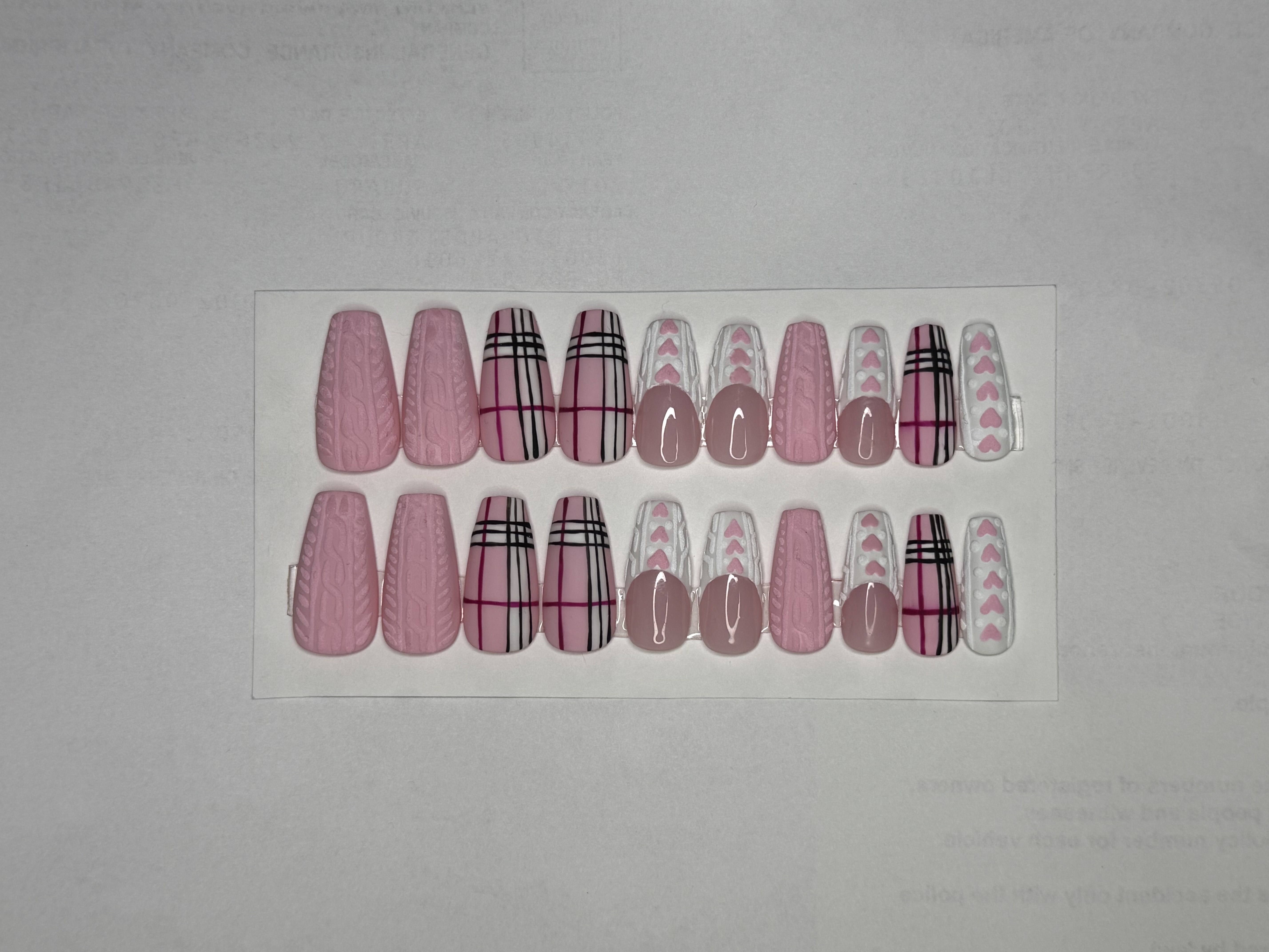 Pink Patterned Press-On Nails