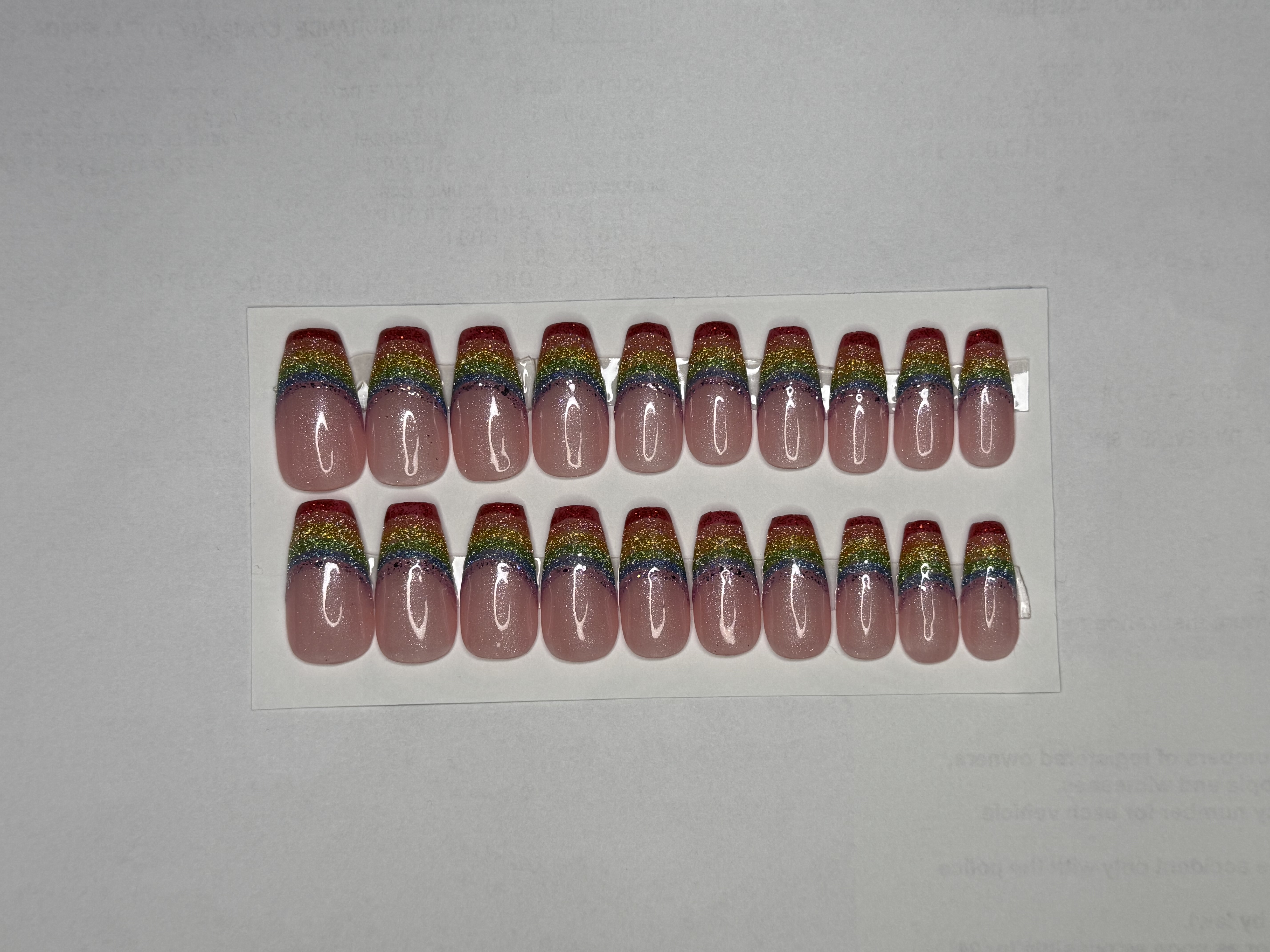 Rainbow Glitter Press-On Nails