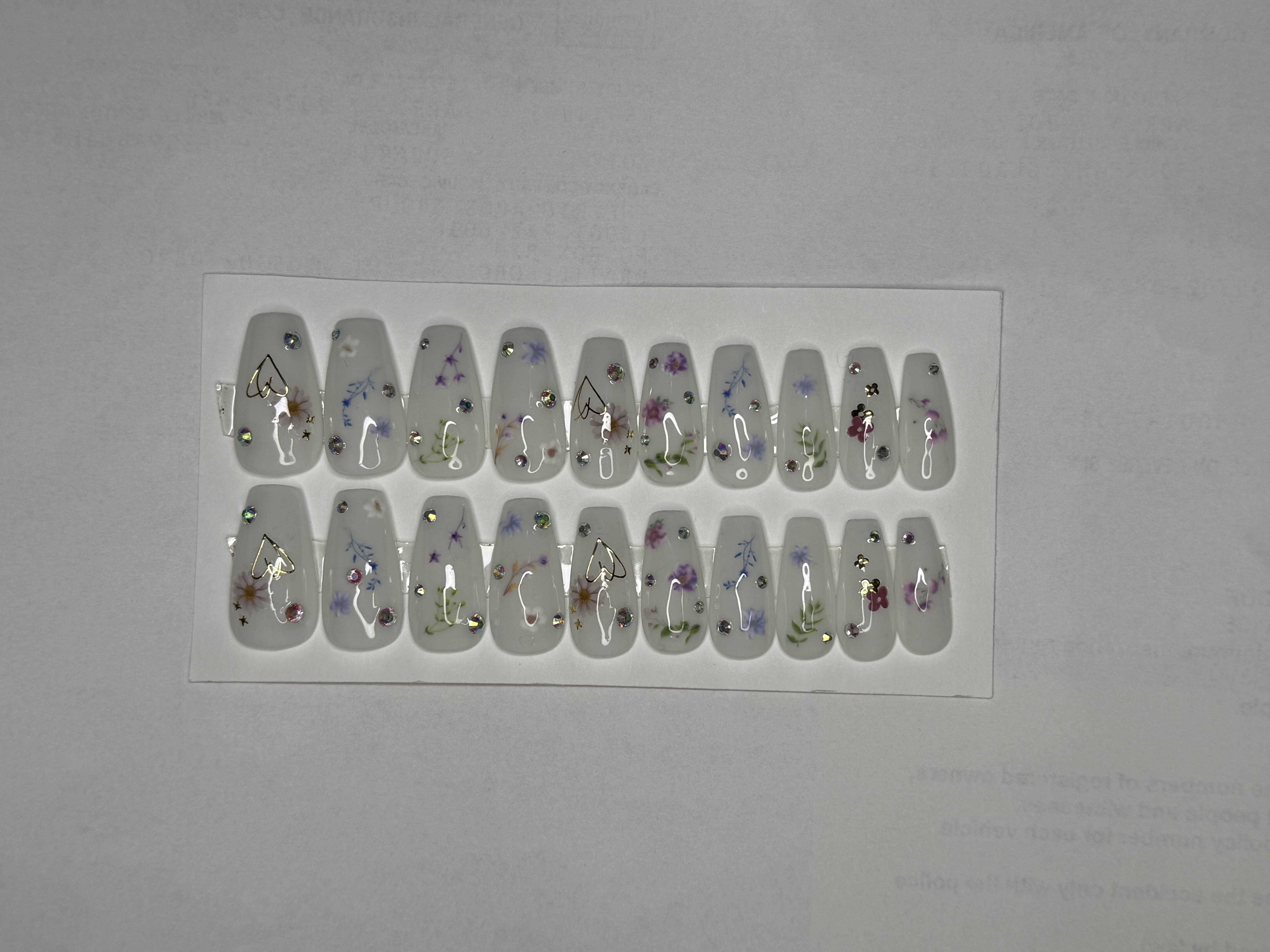 Floral Glitter Press-On Nails