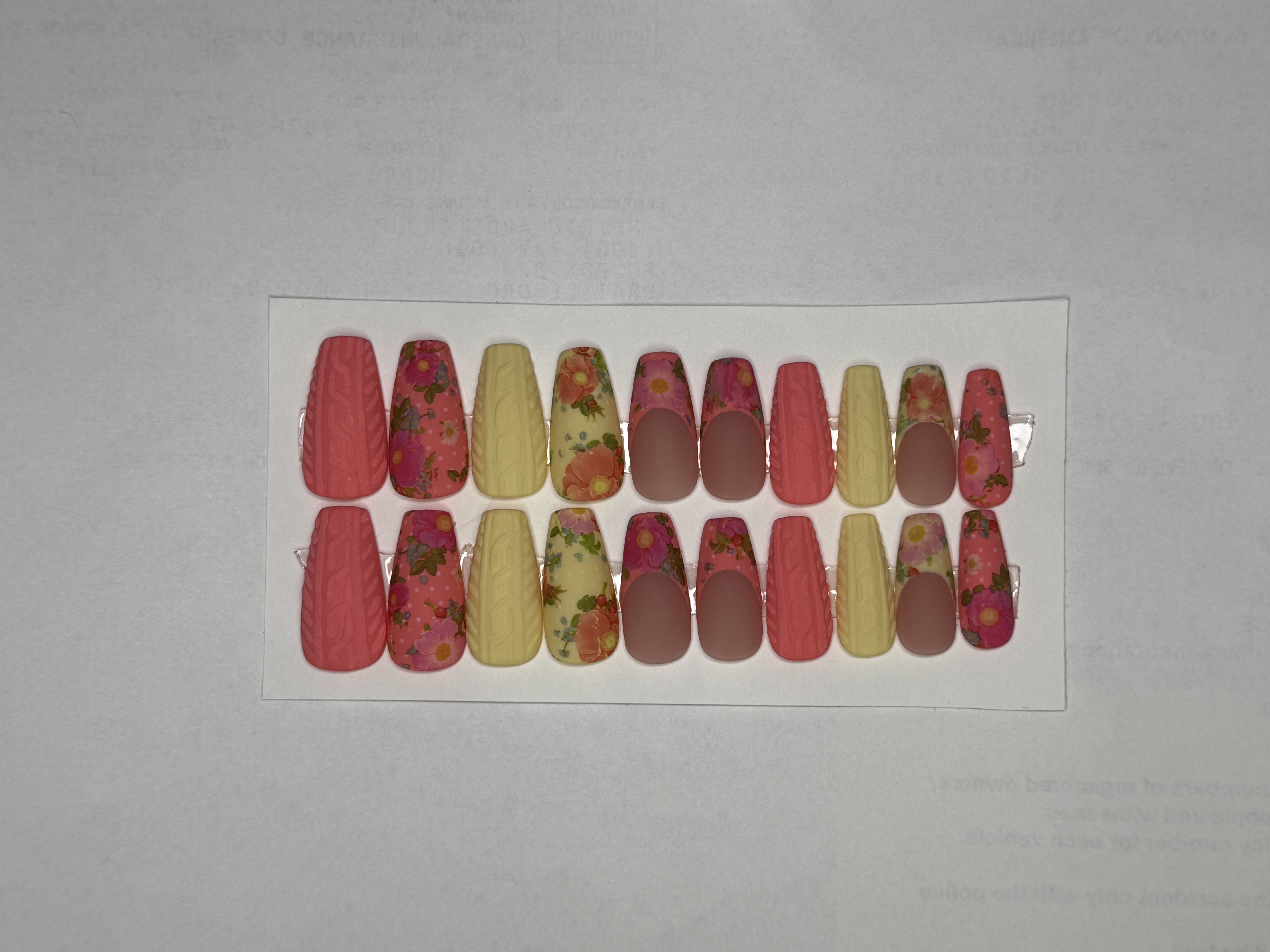 Floral Acrylic Press-On Nails Set