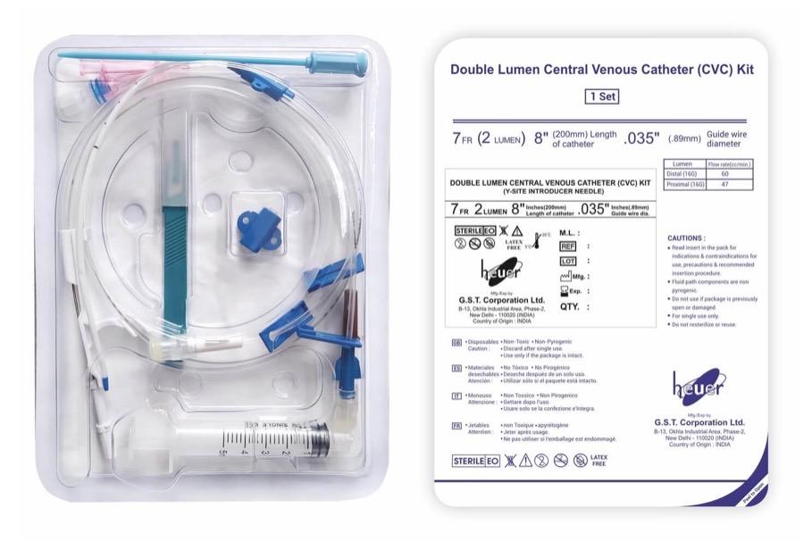 Kit de catéter venoso central de doble lumen