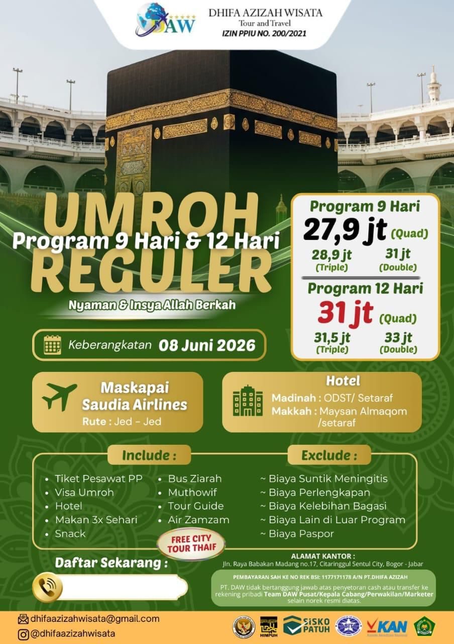 Paket Umroh Reguler 9 
