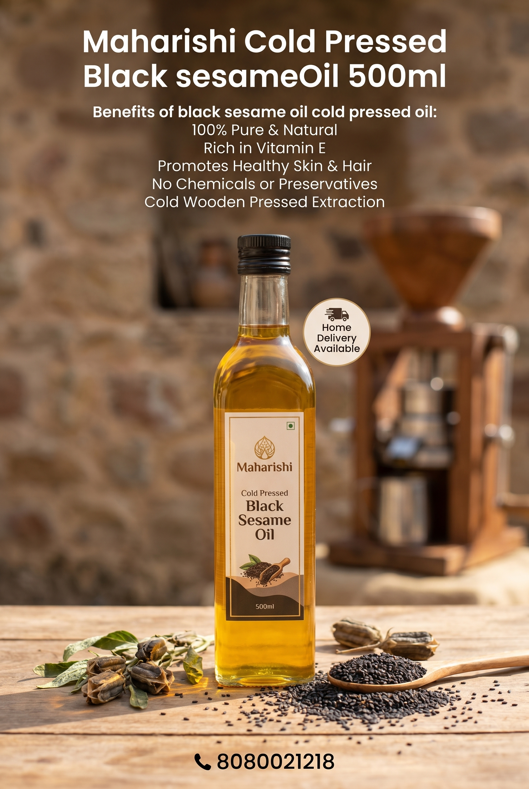 Maharishi Cold Pressed Black Sesame Oil 500ml