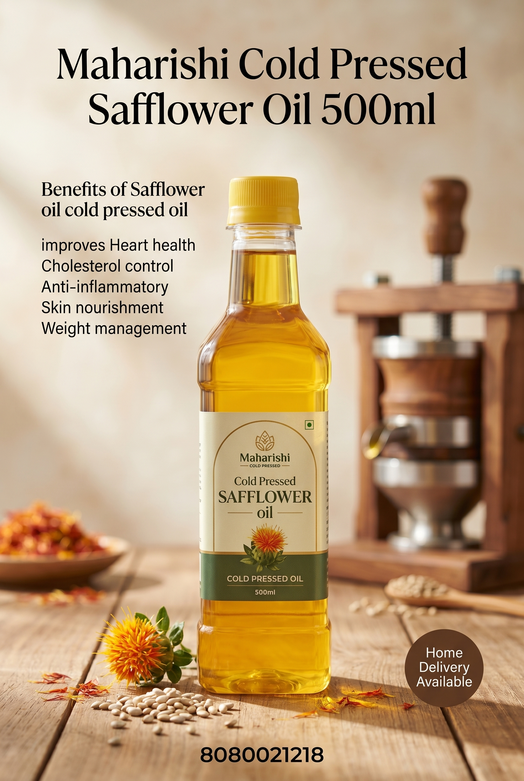 Maharishi Cold Pressed Safflower Oil 500ml