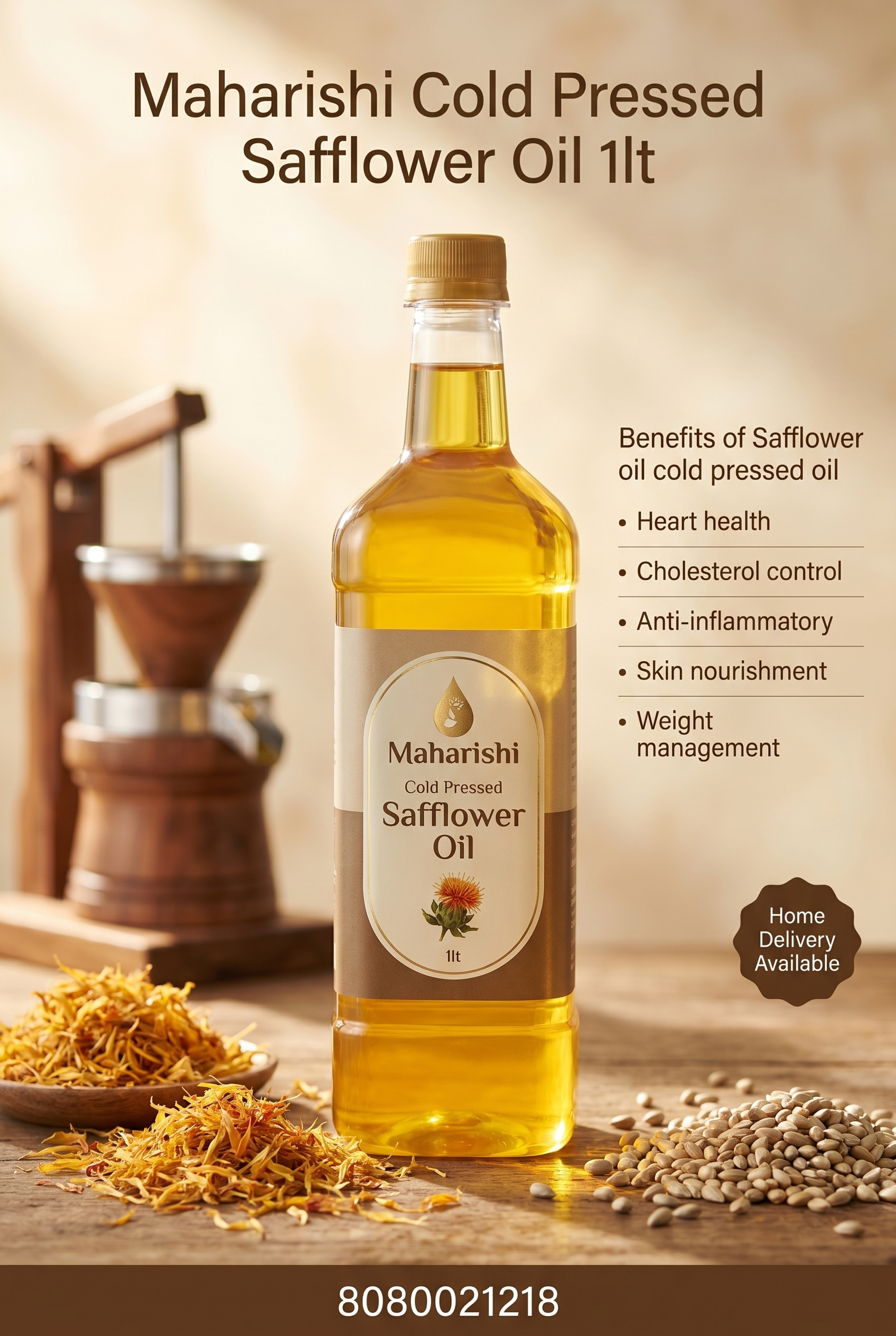 Cold Pressed Safflower Oil 1L