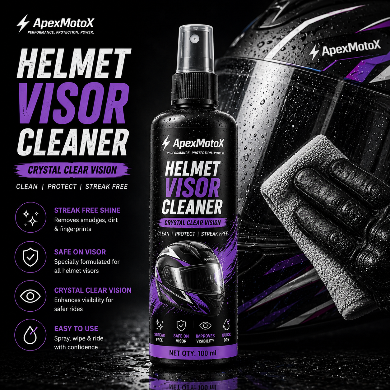 100ML Helmet Visor Cleaner