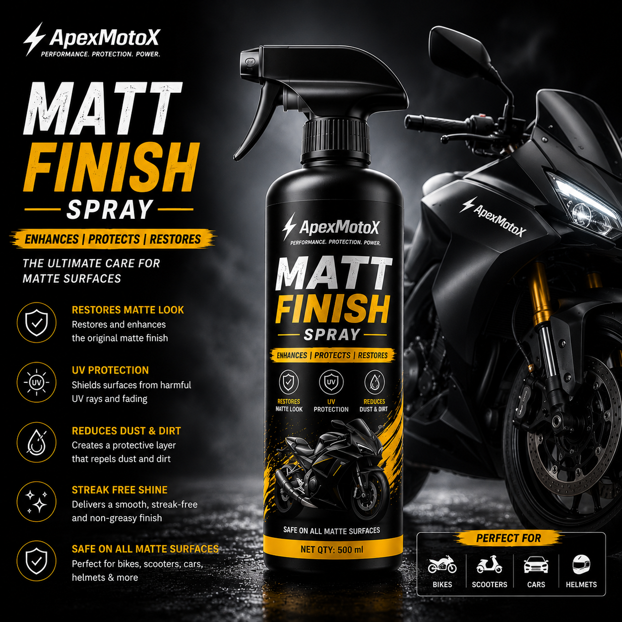 500Ml ApexMotoX Matt Finish Spray