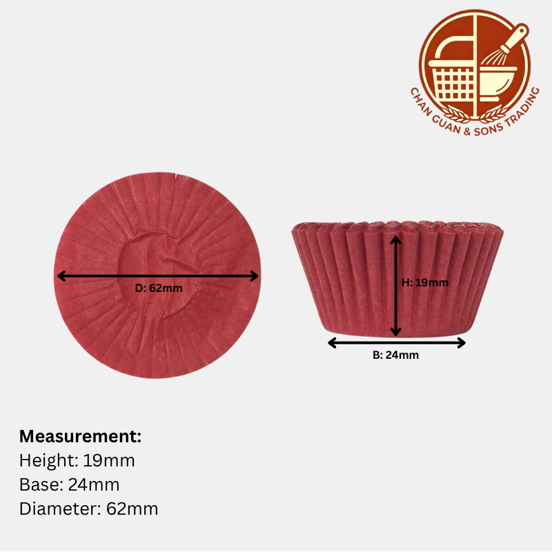 AJC Paper Baking Cups - Cherry Red Colour (250PCS/ 500PCS/ 1000PCS)/ Cawan Kertas Membakar (Warna Merah Ceri)