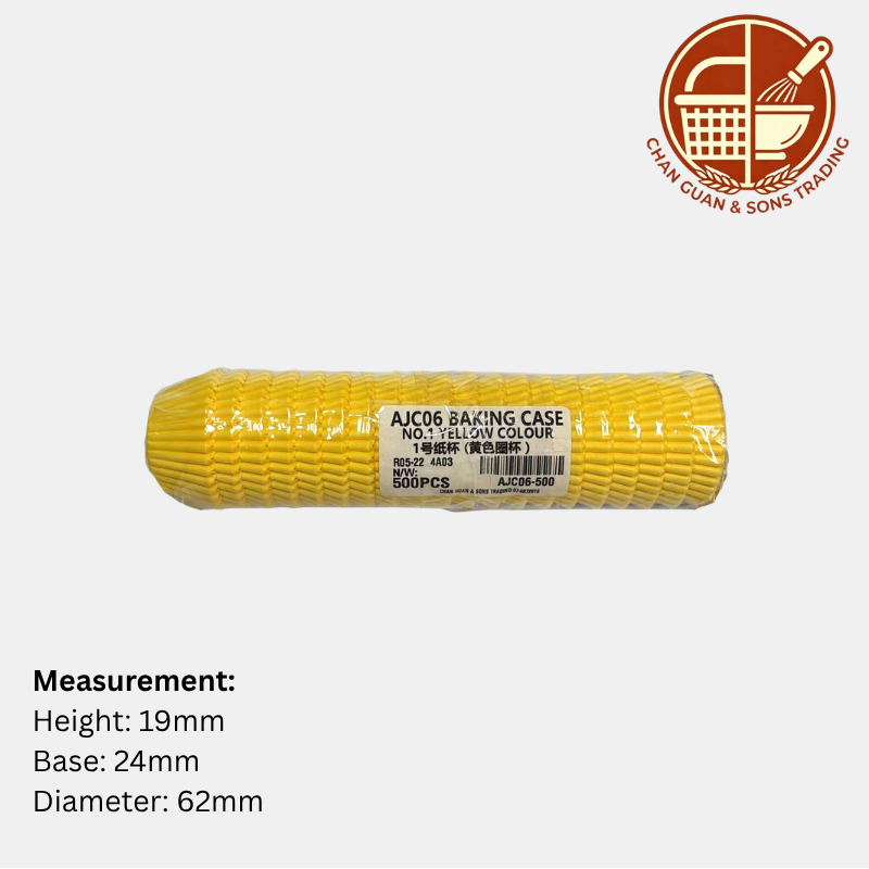 AJC Paper Baking Cups - Yellow Colour (250PCS/ 500PCS/ 1000PCS)/ Cawan Kertas Membakar (Warna Kuning)