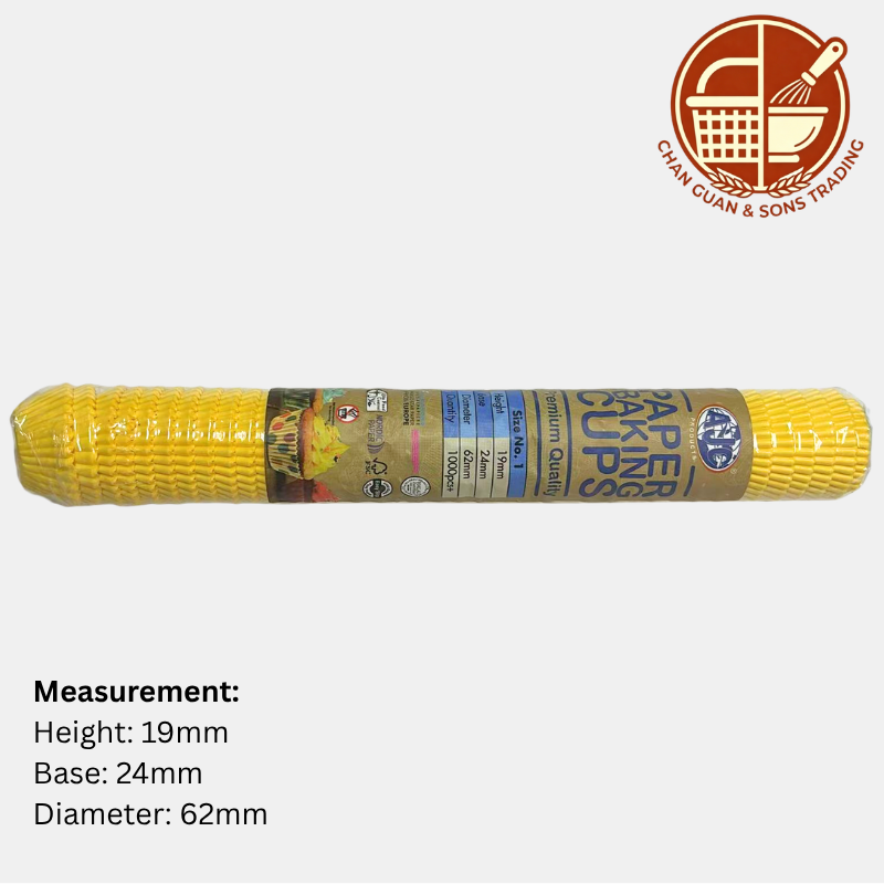 AJC Paper Baking Cups - Yellow Colour (250PCS/ 500PCS/ 1000PCS)/ Cawan Kertas Membakar (Warna Kuning)