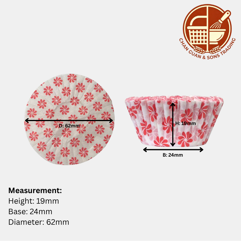 AJC Paper Baking Cups - Red Pinwheel Design (250PCS/ 500PCS/ 1000PCS)/ Cawan Kertas Membakar (Corak Kincir Angin Merah)