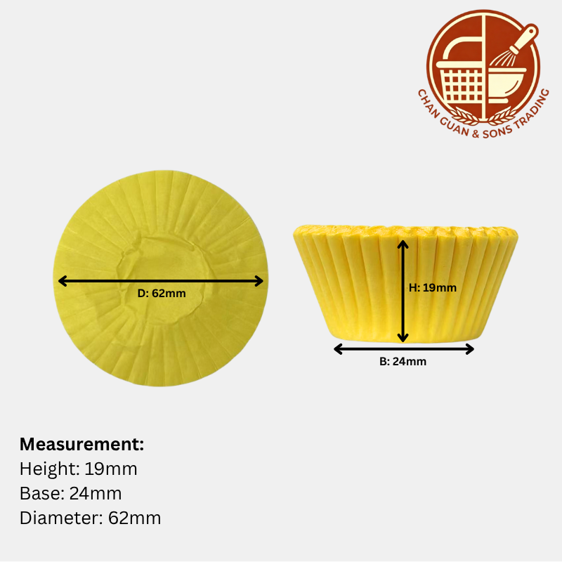 AJC Paper Baking Cups - Yellow Colour (250PCS/ 500PCS/ 1000PCS)/ Cawan Kertas Membakar (Warna Kuning)