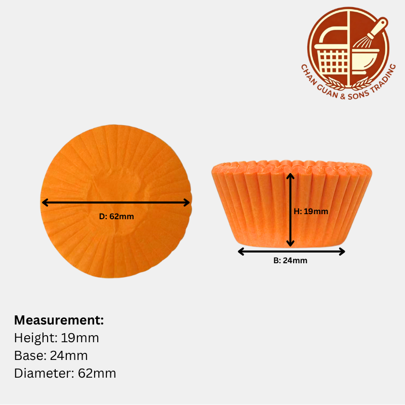 AJC Paper Baking Cups - Orange Colour (250PCS/ 500PCS/ 1000PCS)/ Cawan Kertas Membakar (Warna Oren)