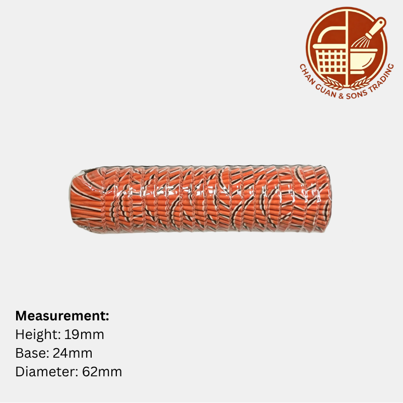 AJC Paper Baking Cups - Orange with Brown Stripes (250PCS/ 500PCS/ 1000PCS)/ Cawan Kertas Membakar (Warna Oren dengan Jalur Coklat)