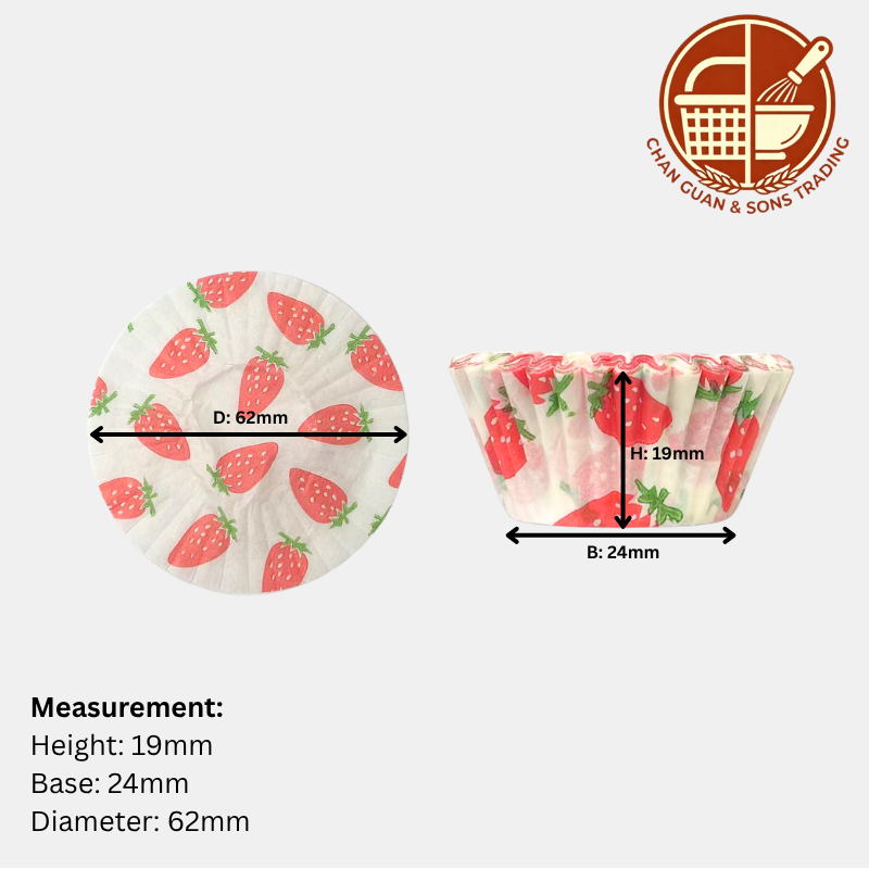 AJC Paper Baking Cups - Strawberry Design (250PCS/ 500PCS/ 1000PCS)/ Cawan Kertas Membakar (Corak Strawberi)